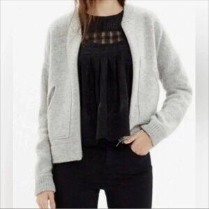 MADEWELL Bomber Jacket Style Collar Full Zip Wool Sweater Size Medium